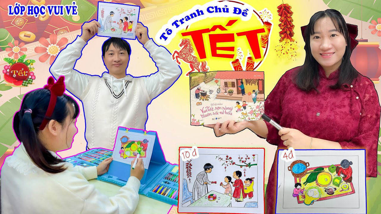 Tô Tranh Chủ Đề Tết Năm 2026 Năm Con Nghựa - Lớp Học Vui Vẻ | Tuyết Tuyết TV