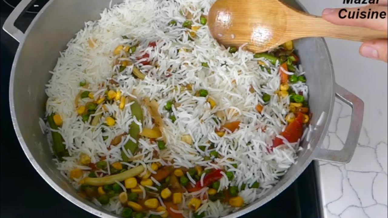 Afghan Veg Rice Chalaw یکبار چلو را با سبزیجات آماده کنید بی حد مزه دار است Afghan Rice Recip