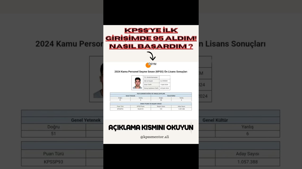 Kpss'ye İlk Girişimde 95 Aldım !
