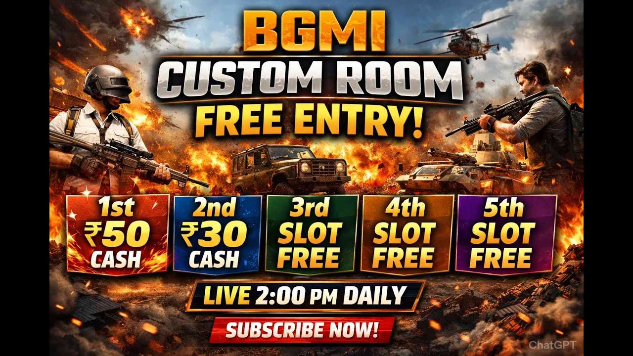 BGMI CUSTOM ROOM ENTRY FEE FREE ONLY FOR SUBSCRIBER 2PM DAILY