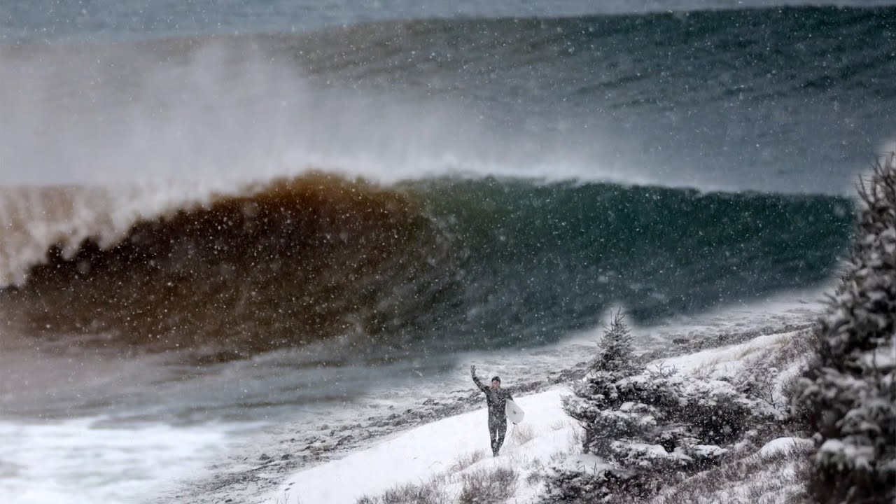 Subzero -8 Surfing in Nova Scotia (Blizzard Conditions)