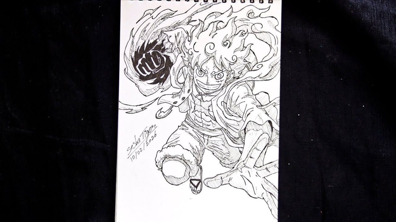 Luffy Gear 5 From One Piece Sketch | Anime Drawing Challenge | Real-Time