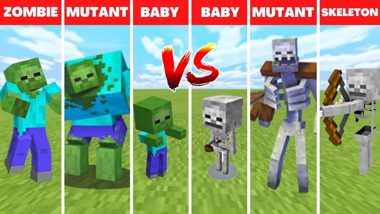 ZOMBIE vs SKELETON in Minecraft Mob Battle