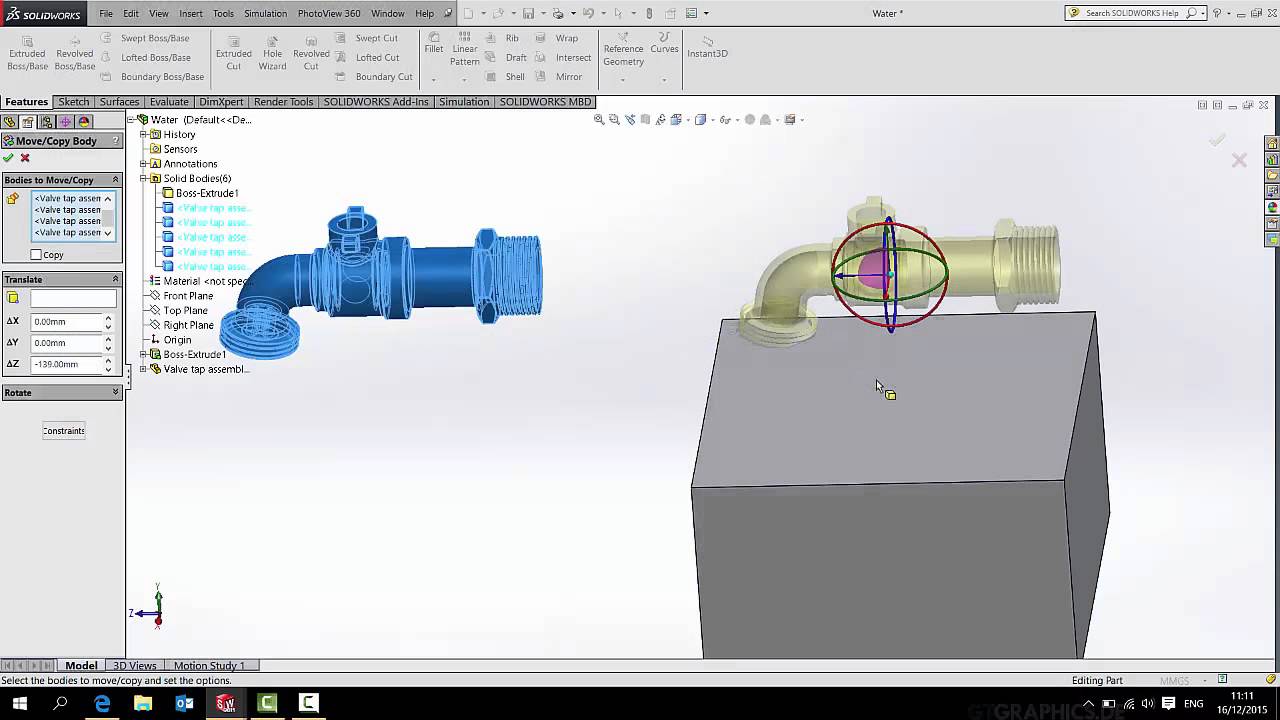 SolidWorks - Fill tap with Water