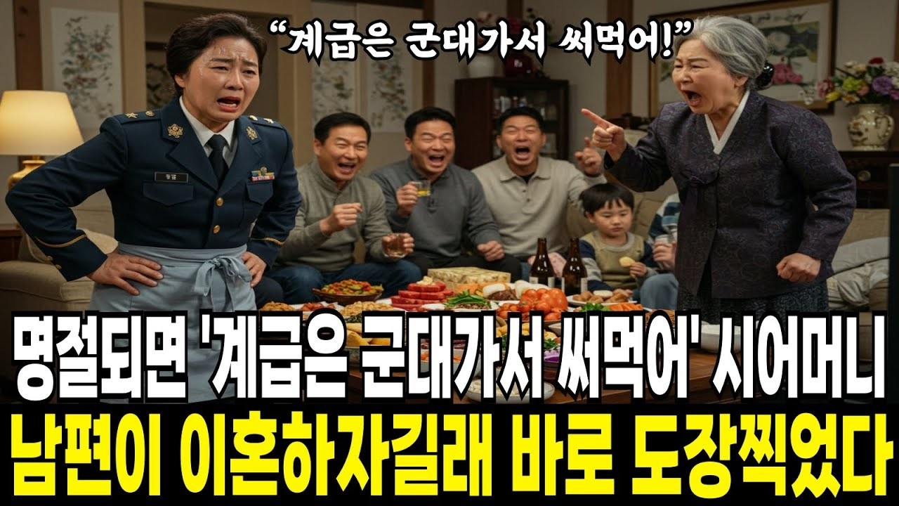 절만 되면 ‘투스타 계급은 군대나 가서 써먹어라’던 시어머니… 남편이 이혼하자길래 바로 도장 찍었습니다