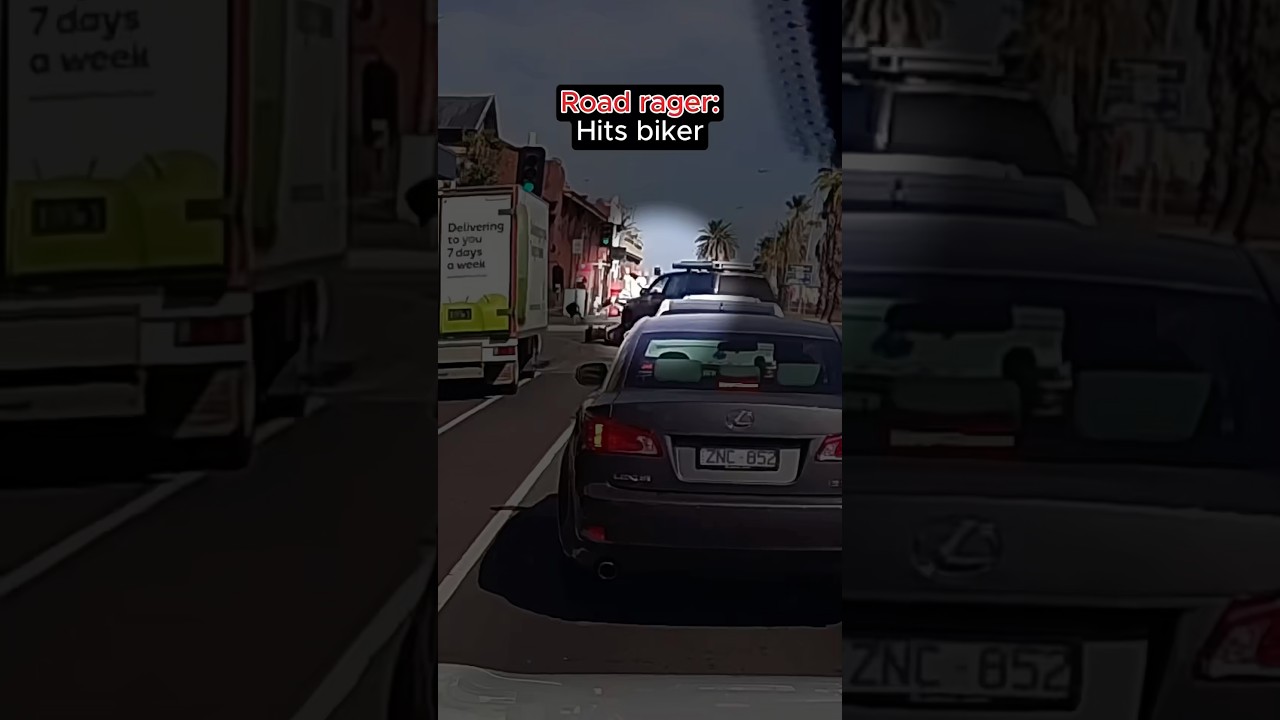 Road Rager Picks the Wrong Biker #roadrage #traffic #karma #instantkarma