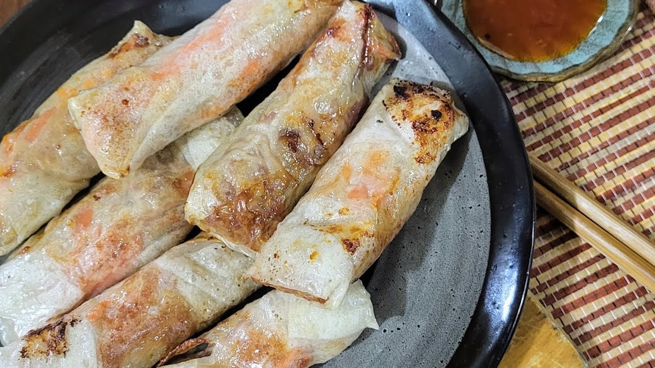#越式炸春捲氣炸鍋版 酥炸豬肉捲 口感酥脆 香氣四溢Vietnamese Style Fried Spring Rolls Air Fryer Version