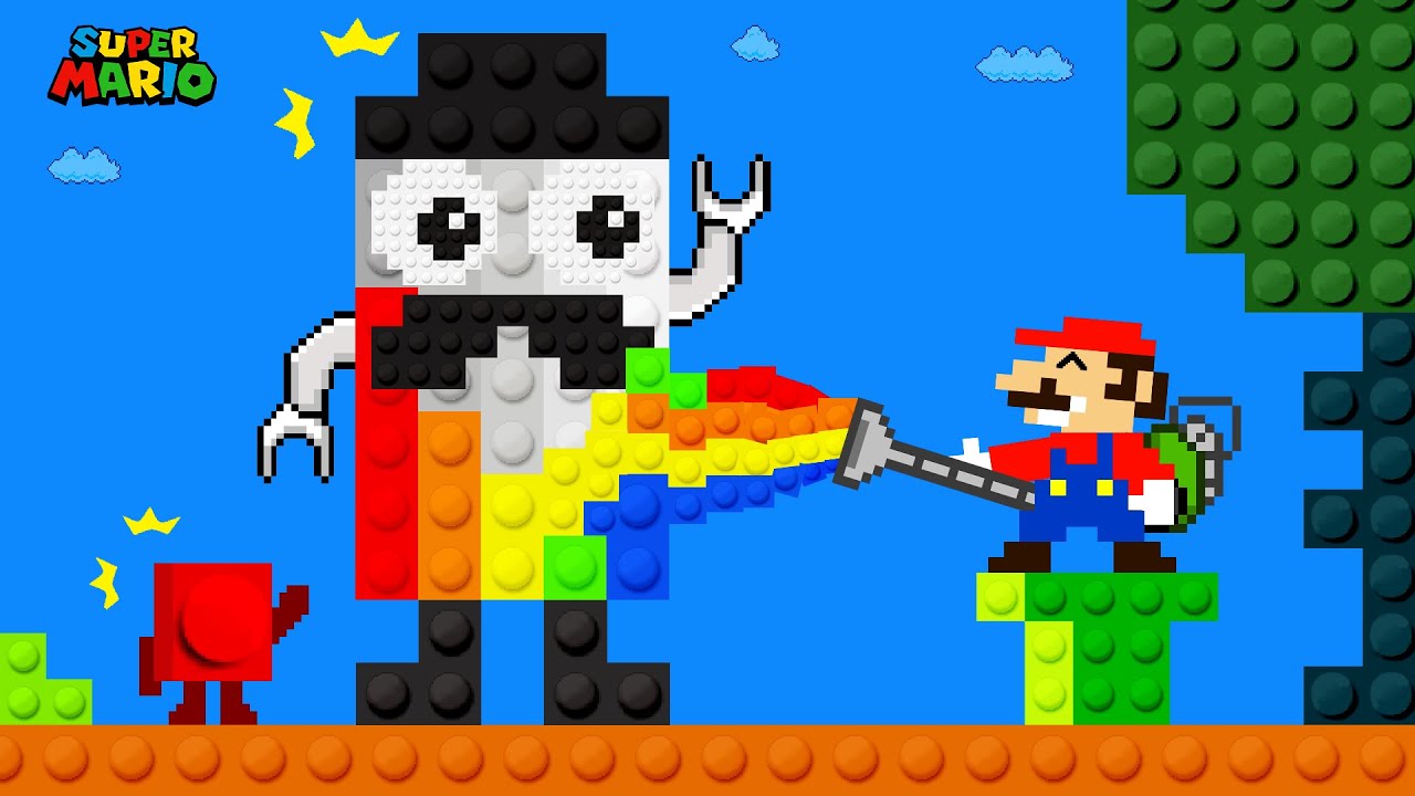 Finish the pattern? What if Mario Painted Number Lego Missing Color to RAINBOW Maze | Game Animation