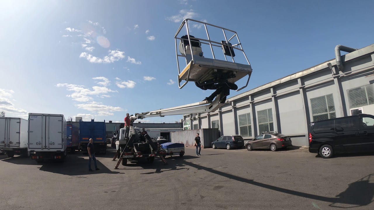 Испытания автовышки  Oil&Steel после замены цепи телескопирования стрелы