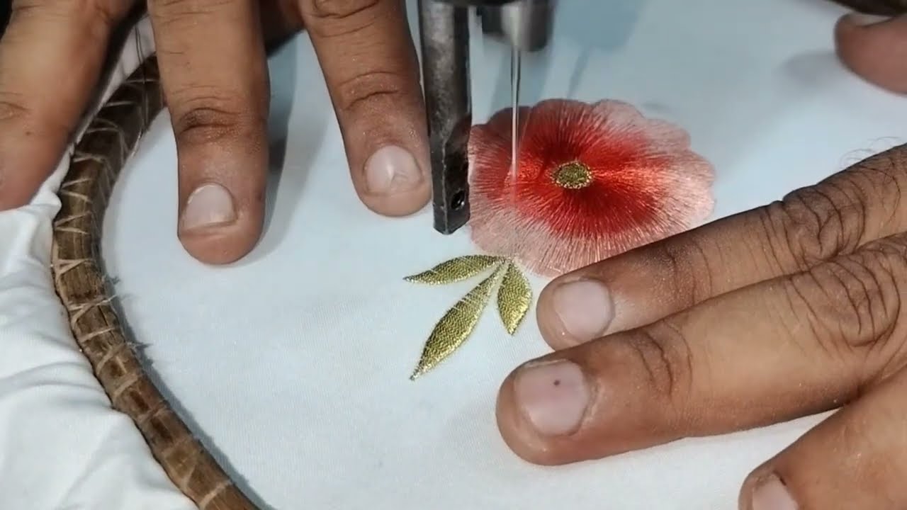 double shade flower design for beginners. machine embroidery work.