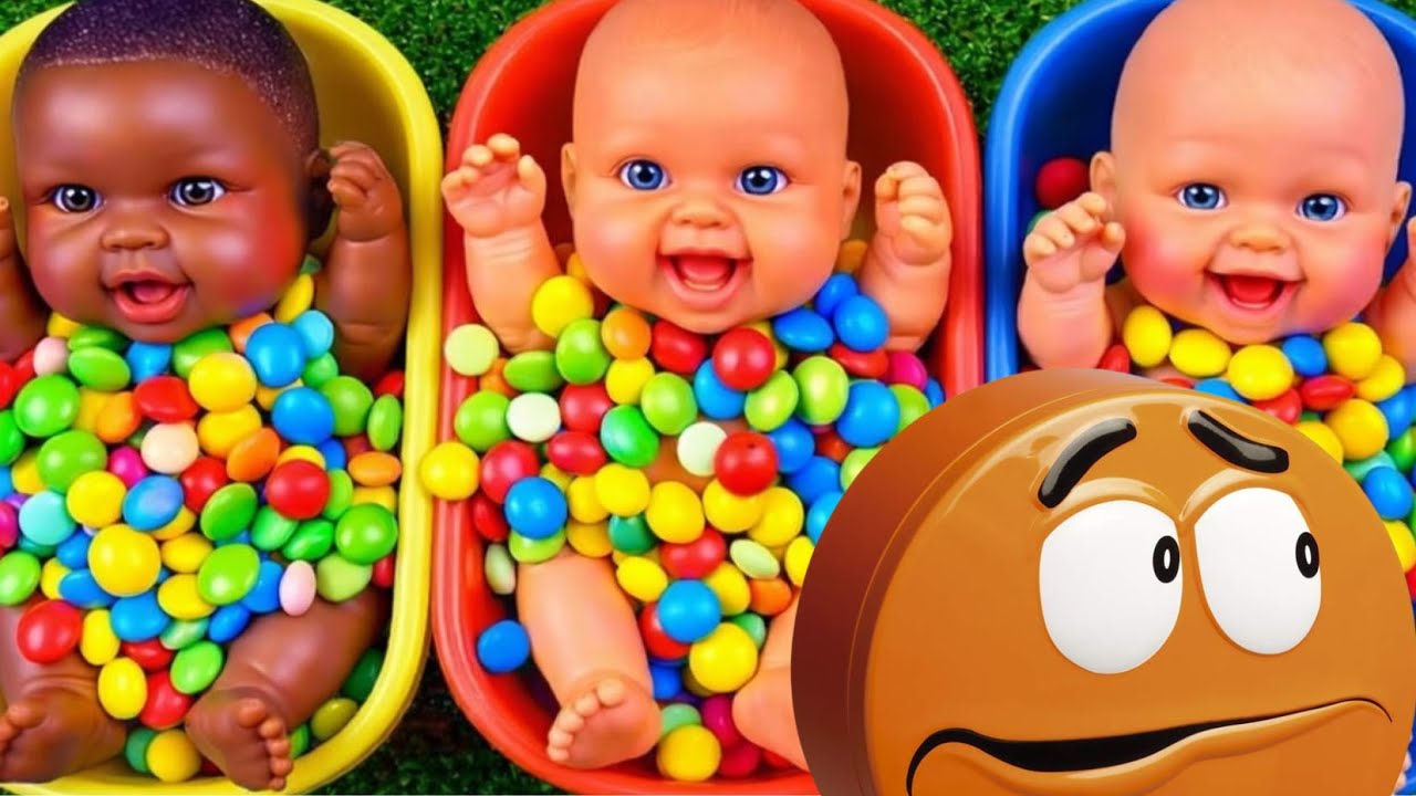 4 Minutes Satisfying with Full of 3 Rainbow BathTubs Candy with M&M's & Magic Slime Cutting Video