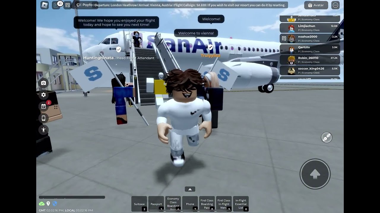 Flying on SAN AIR’s A320 first class experience on Roblox