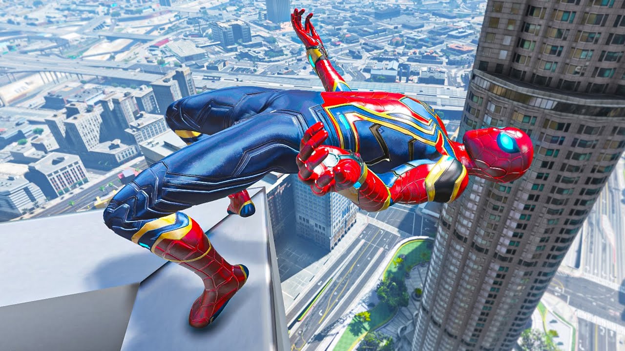 GTA 5 IRON SPIDERMAN Epic Ragdoll, Fails (Ragdolls Physics)