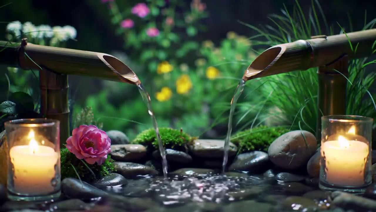 Zen Stone Fountain • Gentle Flowing Water and Ambient Music for Stress Relief & Clarity