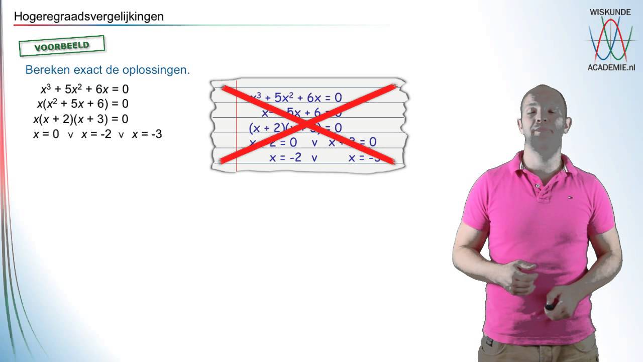Hogeregraadsvergelijkingen - ontbinden in factoren - WiskundeAcademie