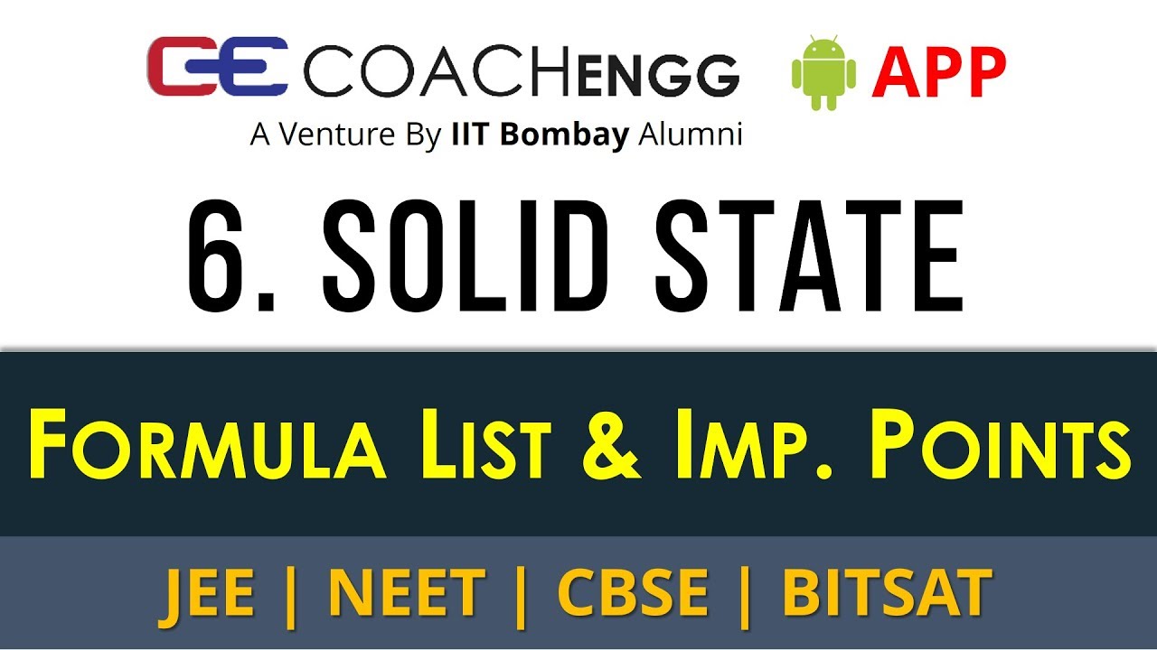 Solid State &ndash; Formula List and Important Points for Revision - JEE NEET CBSE | COACHENGG APP