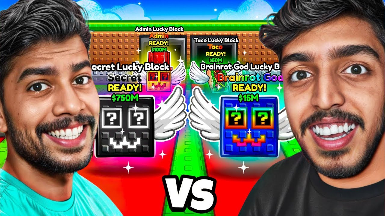 Los SECRET Lucky Block Race In Steal A Brainrot..with NoobMaster