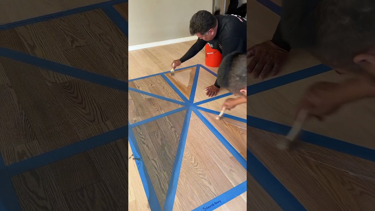Stain samples on Red Oak 🪵 #flooringexperts #woodworking #viral #fyp #contractor #colors #reels