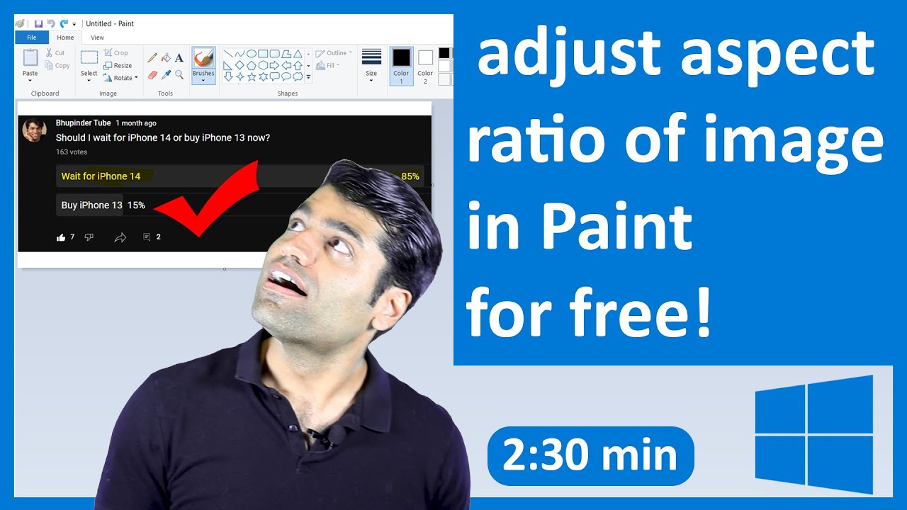 How to adjust aspect ratio of image in Paint