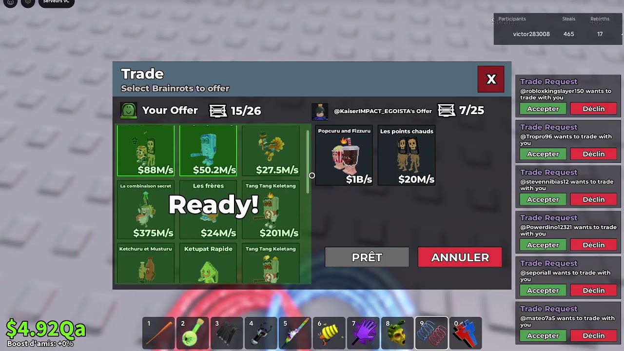 Trade avec machine ( pseudo Victor283008)cherche garama et capitano