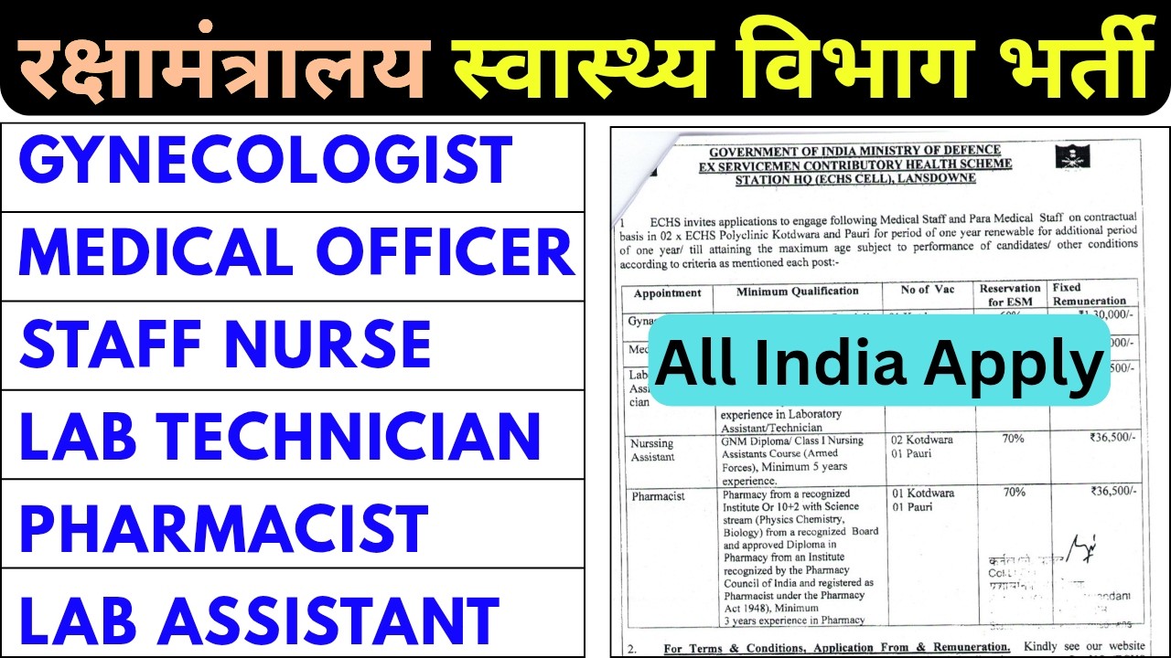 ECHS VACANCY 2026 - STAFF NURSE, LAB TECHNICIAN, LAB ASSISTANT, PHARMACIST, MEDICAL OFFICER, JOBS