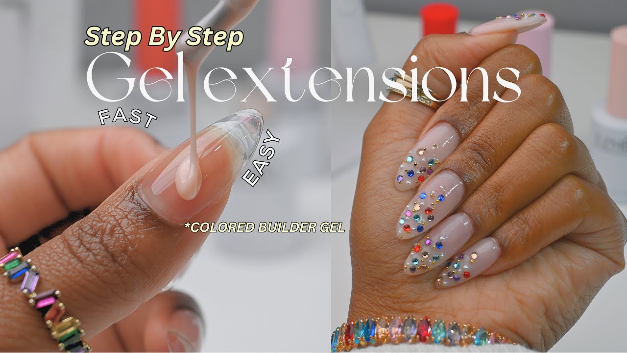 STEP BY STEP How To Do Builder Gel Nails w/ Gel Extensions ✨NO DRILL NEEDED✨Builder Gel Overlay