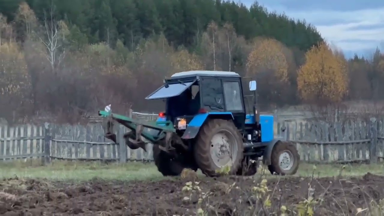 мтз 82 с плугом 3-35 проба