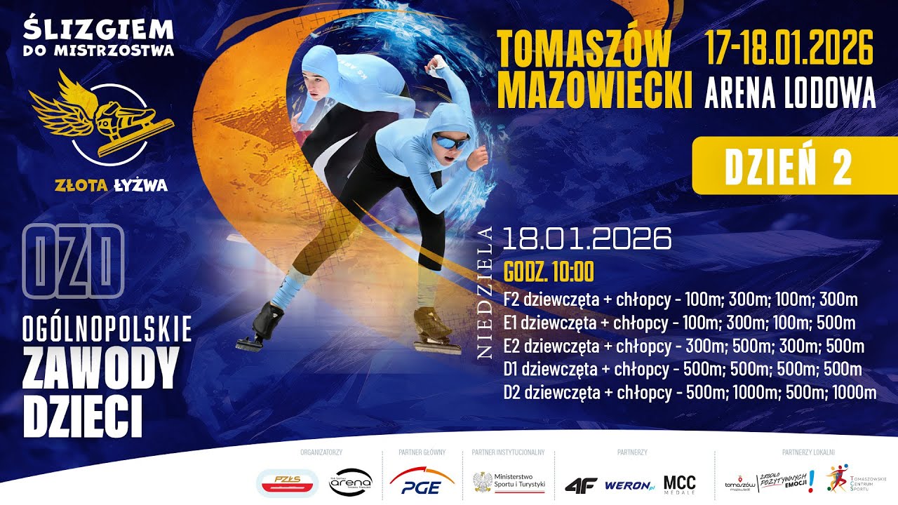 Ogólnopolskie Zawody Dzieci w łyżwiarstwie szybkim - Tomaszów Maz. / LIVE / Dzień 2 [18.01.2026]