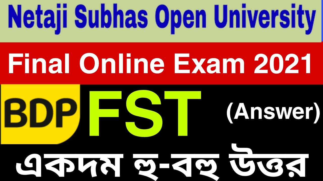 (FST) Final Exam Answer || NSOU BDP FST Final Exam 2021 Answer Free ||