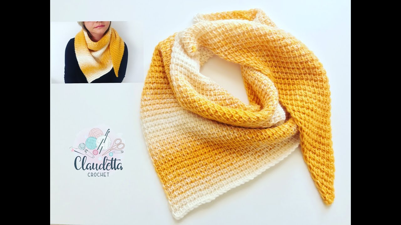 TUNISIAN CROCHET TRIANGLE SHAWL / EASY / BEGINNER