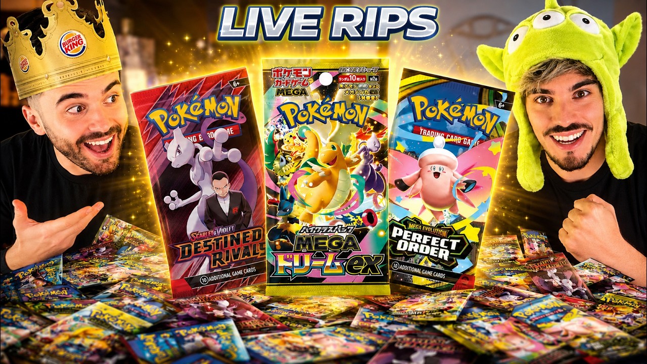 Giving Away FREE Pok&eacute;mon Packs! | LIVE Pack Openings Destined Rivals, Mega Dream & more!