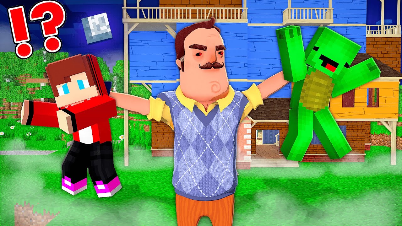 Why is the evil HELLO NEIGHBOR hunting Mikey and JJ - Maizen