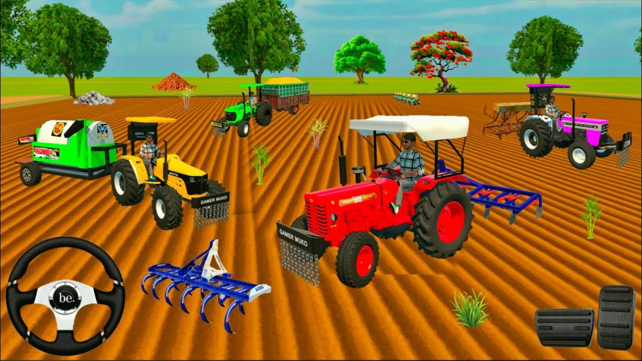 JHOTTA, SWARAJ, JOHN DEERE , MAHINDRA, TRACTOR 🚜 TROLLEY THRESHOR FROM FARMING 🌾 3D GAM 