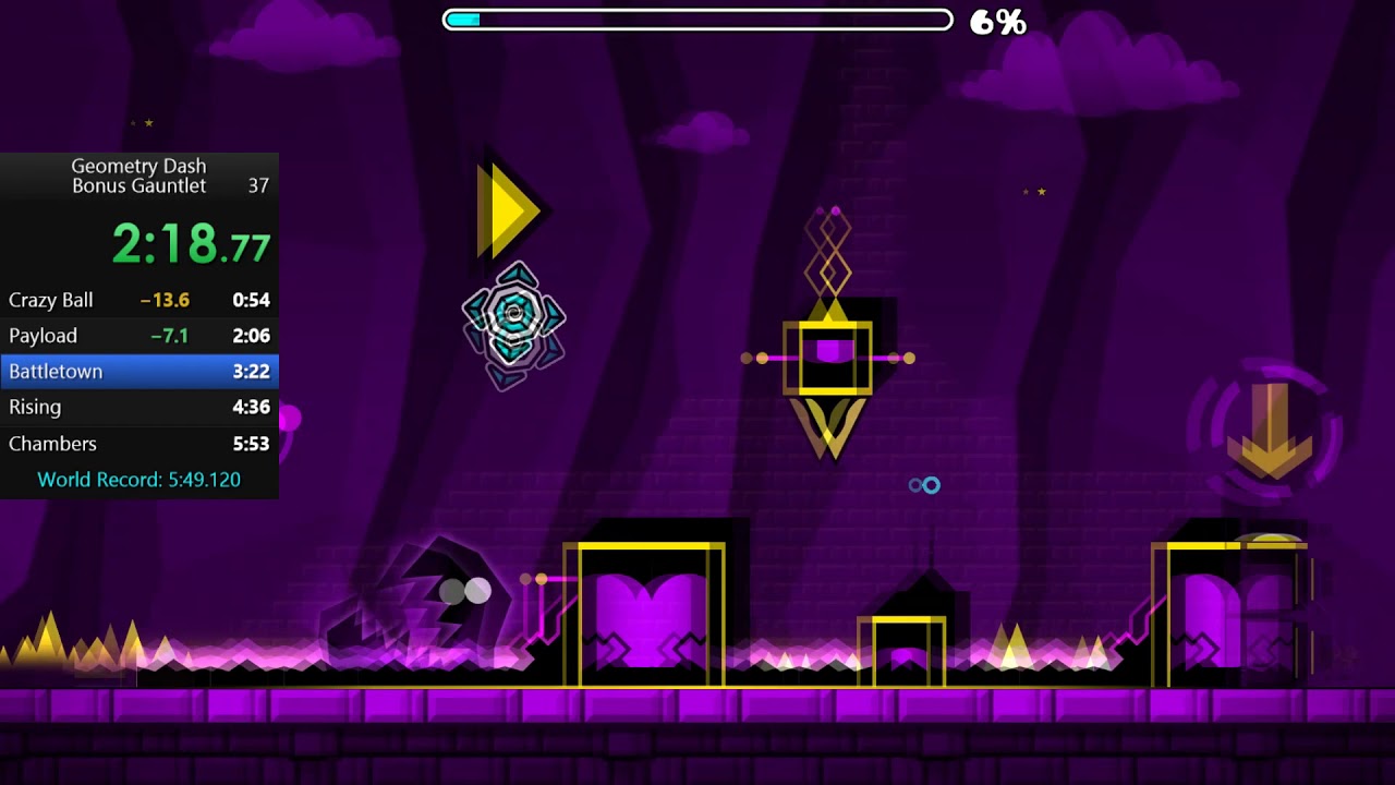 Bonus Gauntlet Speedrun (5:52.02) 2nd Fastest in the world - Geometry Dash