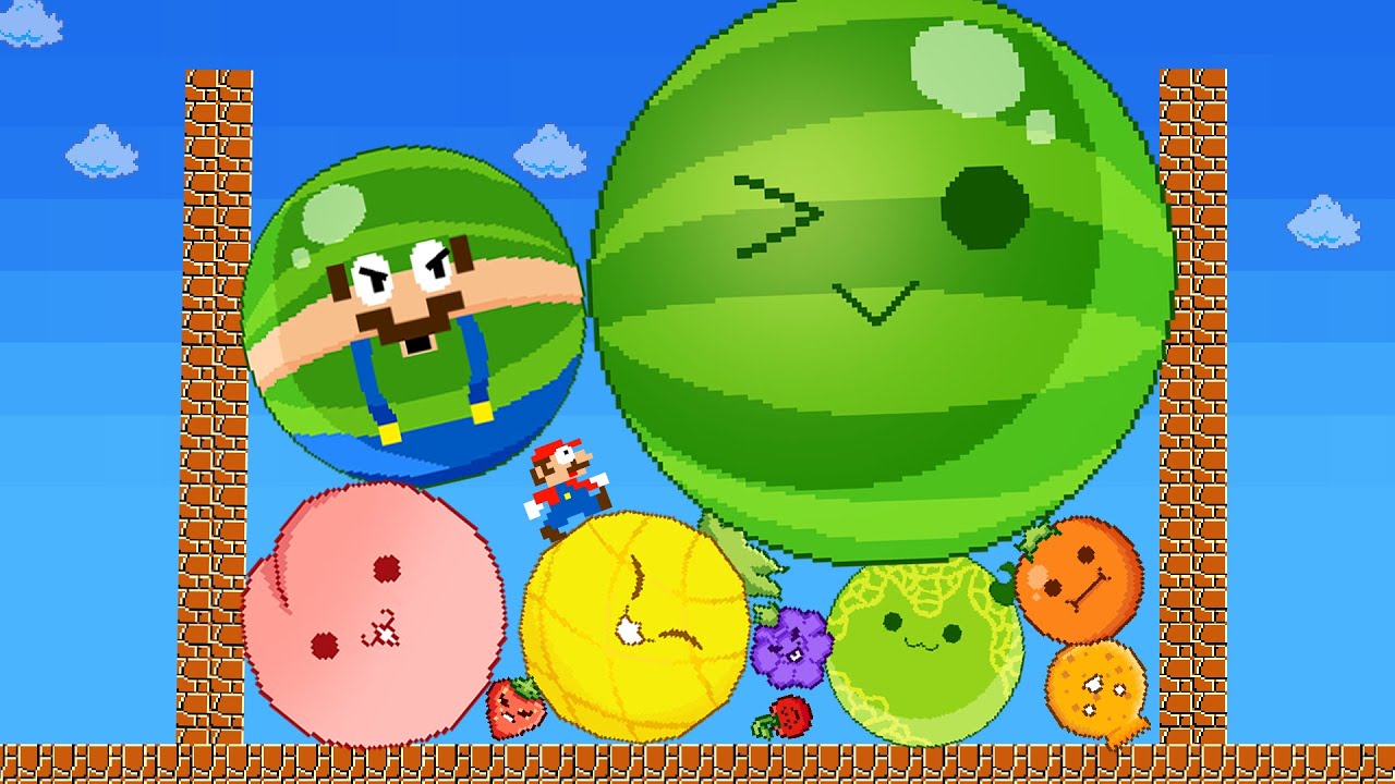 Mario vs The Watermelon Game (SUIKA) | Mario Escape Marble Race Fruit Evolution Maze!