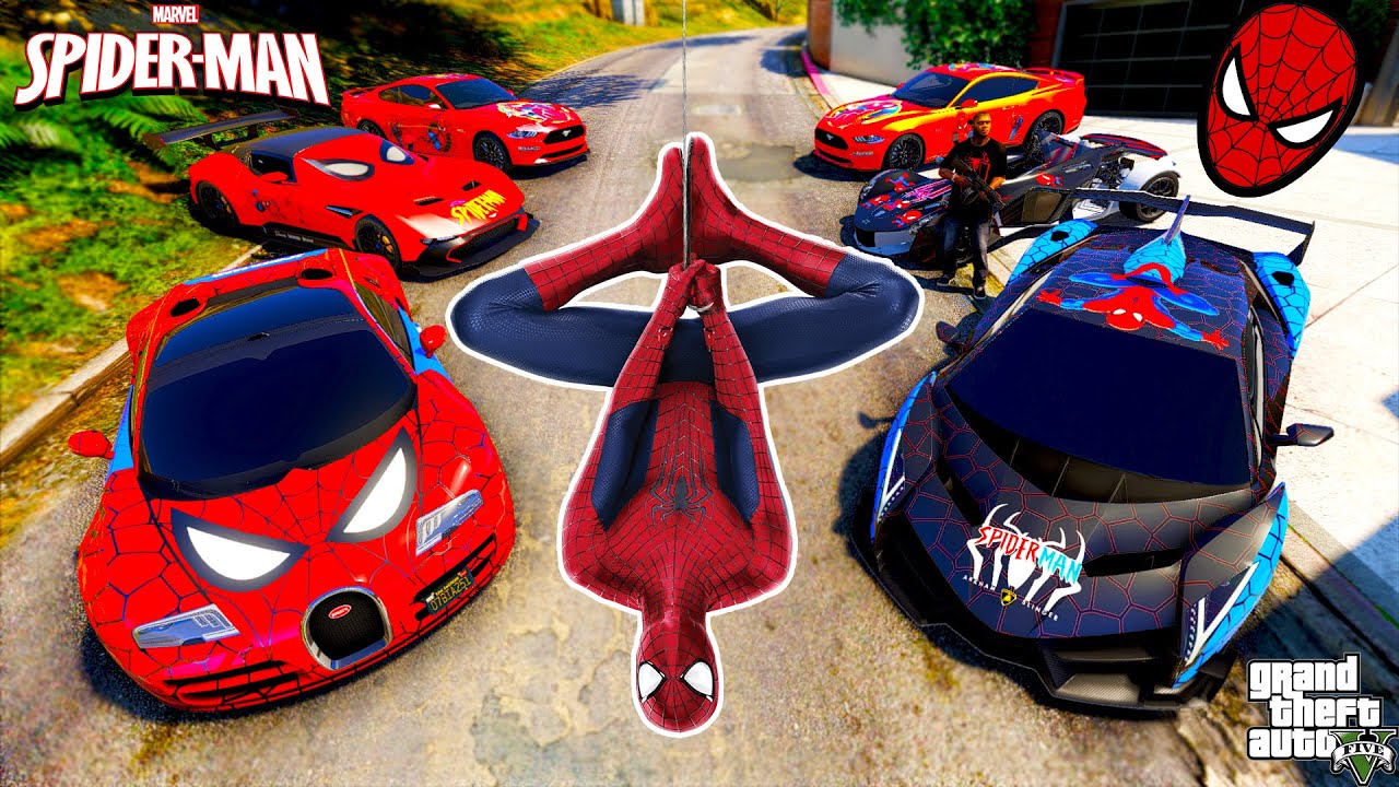 GTA 5 - Stealing MODIFIED SPIDERMAN Vehicles With Franklin! | (Real Life Cars #133)