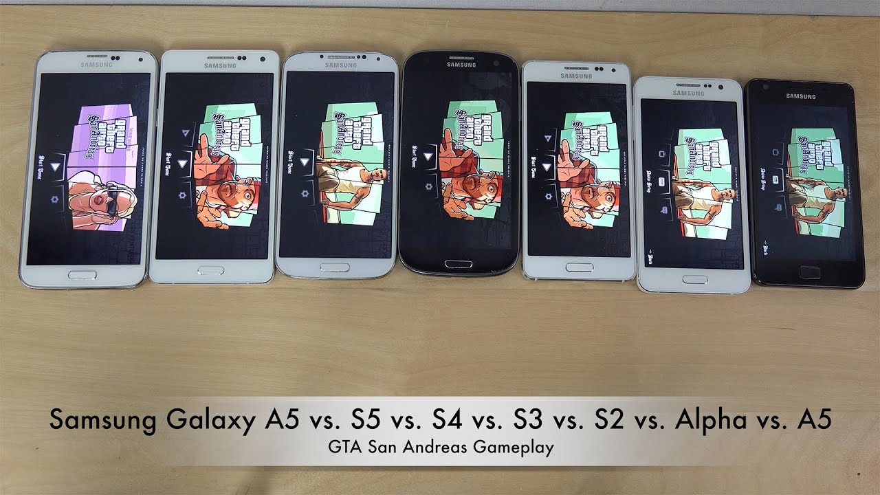 Samsung Galaxy A5 против S5 против S4 против S3 против Alpha против A3 против S2 — геймплей GTA S...
