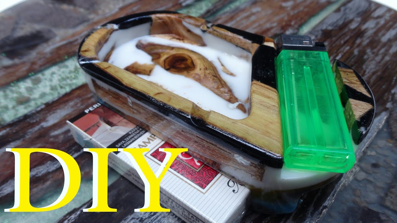 Diy kerajinan resin ASBAK DARI RESIN  DAN KAYU