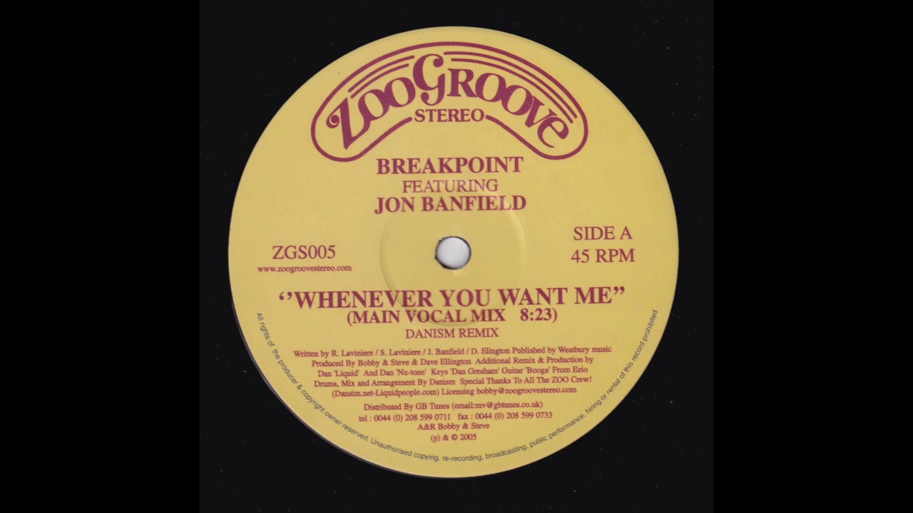 Bobbi & Steve Present Break Point Featuring Jon Banfield ‎– Whenever You Want Me (Main Vocal Mix)