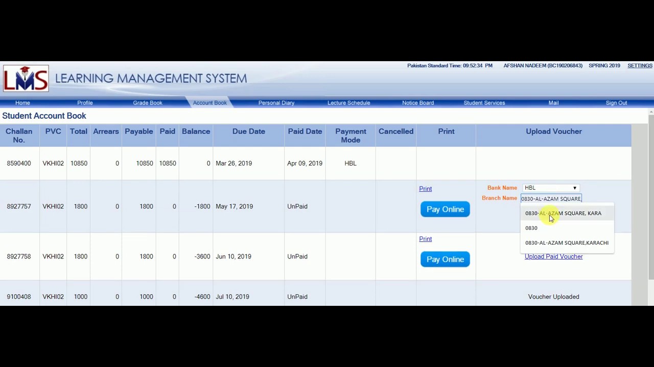 How to upload VU fee voucher | vu account book