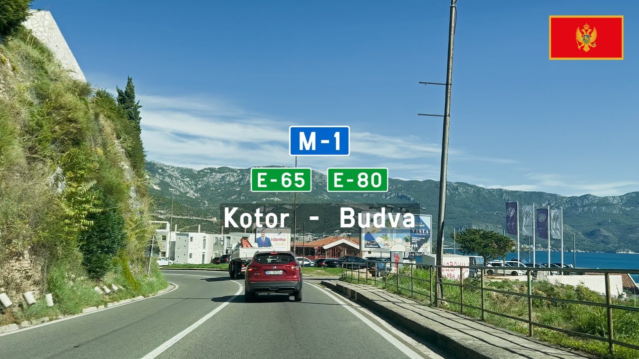 Driving in Montenegro: M1 E65 E80 from Kotor to Budva