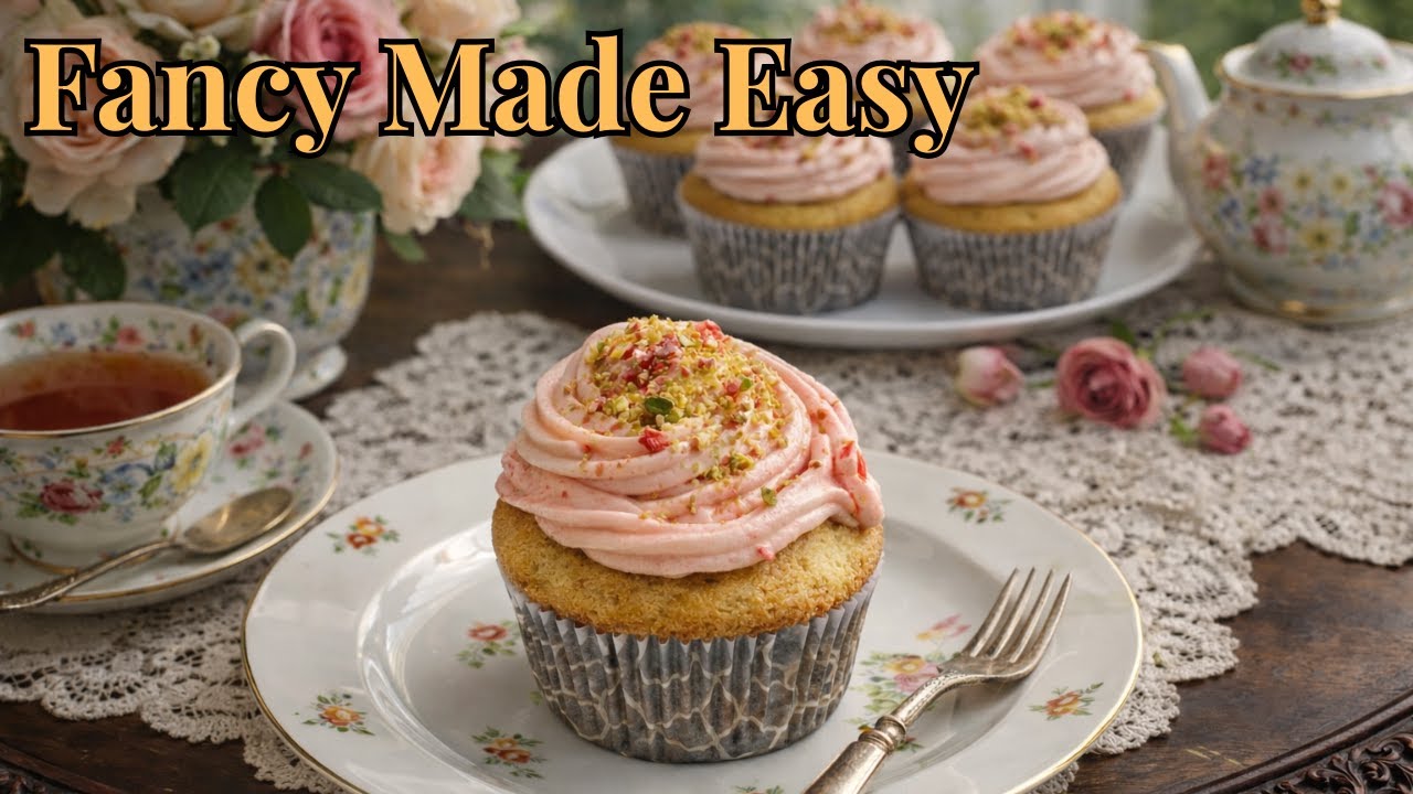 Easy Luxury Pistachio Muffin Recipe with Strawberry Cream