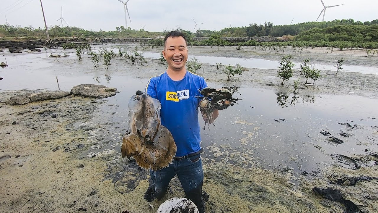玉平赶海撞大运了！抓到这只十几斤的大海货，几只大青蟹都没它大