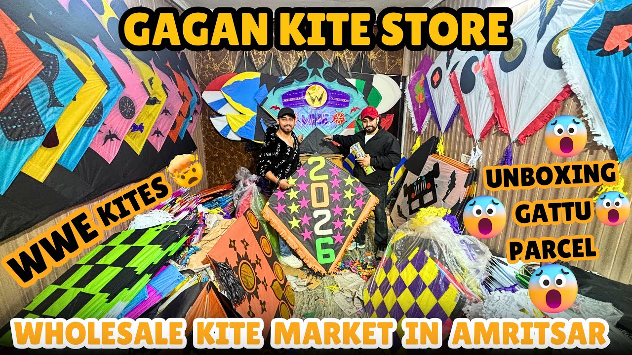 Wholesale Kite Market In Amritsar 🤩 || Gagan Kite Store 🪁 || Unboxing Gattu Parcel 📦 , WWE Kite 😱