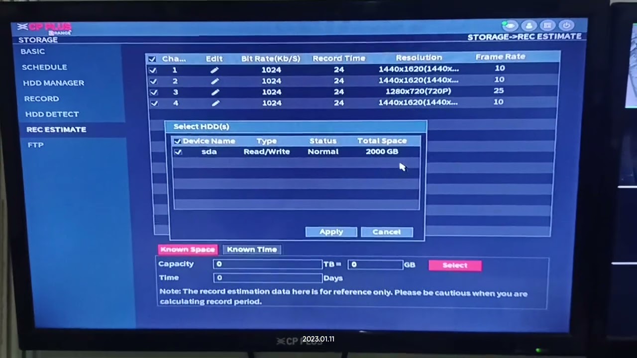 Calculate Recording days in DVR and NVR//HDD storage disk calculate