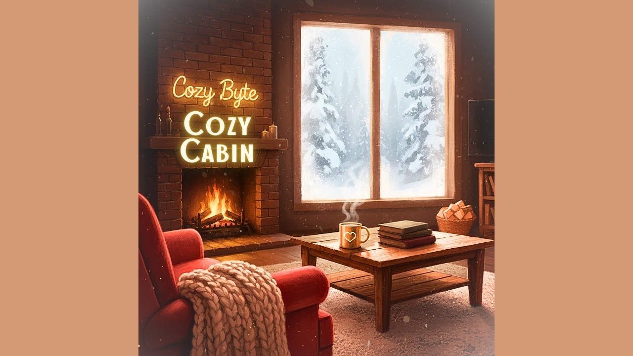 Cozy Winter Cabin Ambience — Cinematic Snowfall & Fireplace | 1 Hour Chill Lofi Vibes