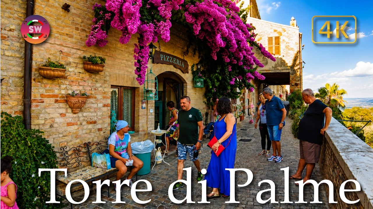 Torre di Palme (Marche), Italy【Walking Tour】History in Subtitles - 4K