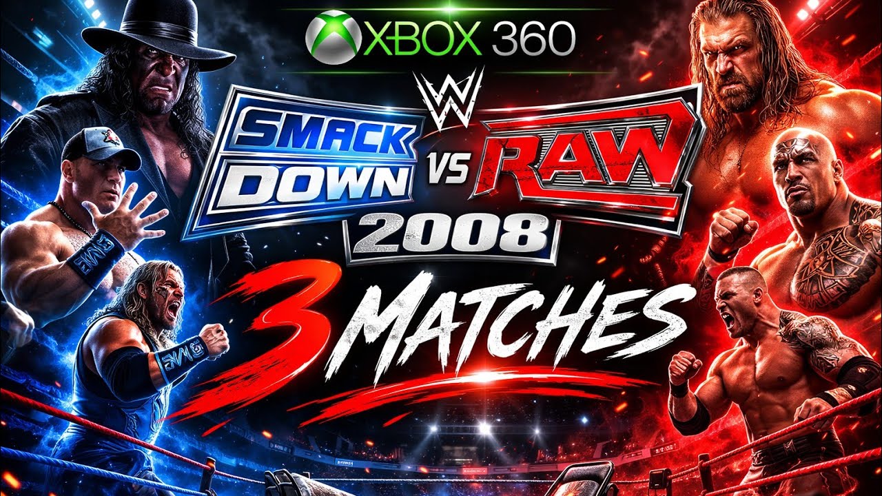 WWE Smack down vs raw 2008 Xbox 360 3 matches 2026