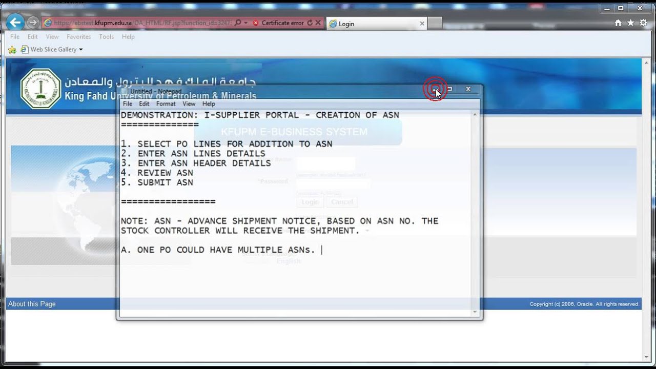 Create ASN - Oracle i-Supplier Potal
