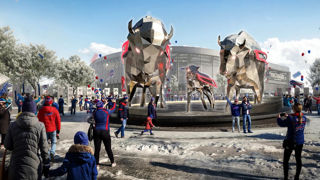 First Video Look: Buffalo Bills 27-Foot Bison Statues at Highmark Stadium